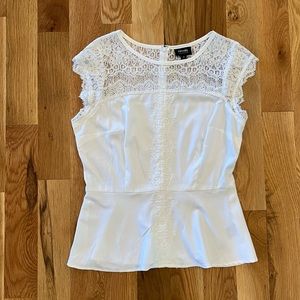 White lace detail peplum top size medium